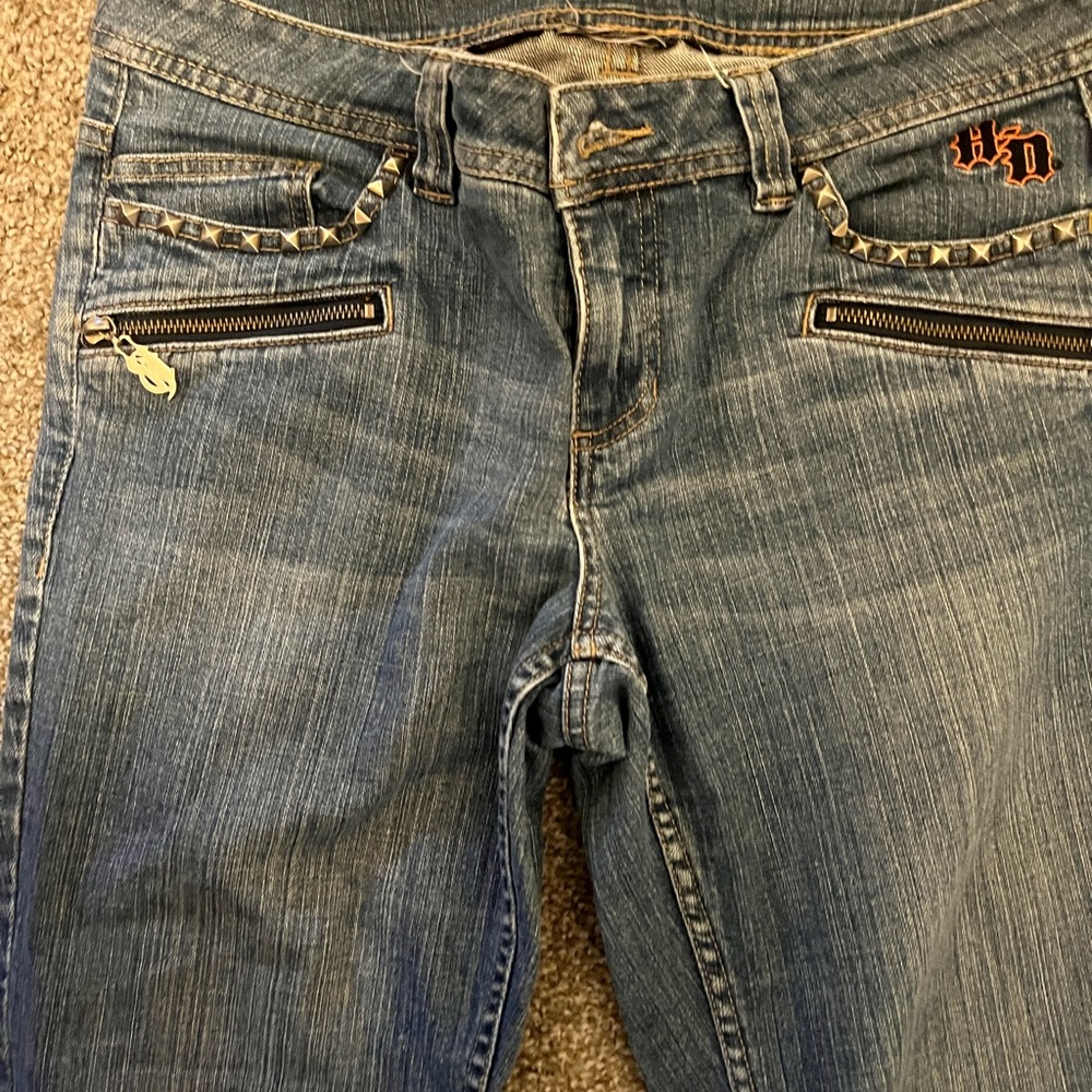 Harley-Davidson Blue Skinny Jeans with Studded Accents